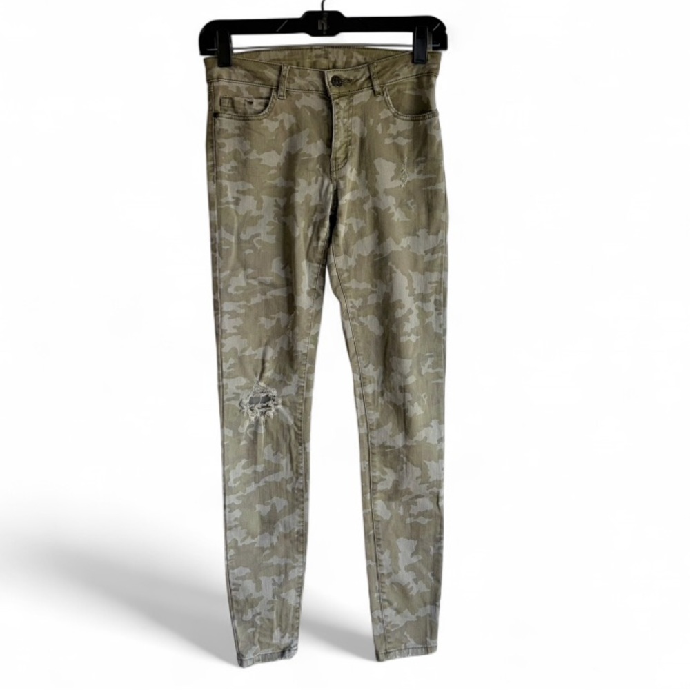Z1975 Zara Olive Green Camouflage Distressed Skinny Jeans Size 2